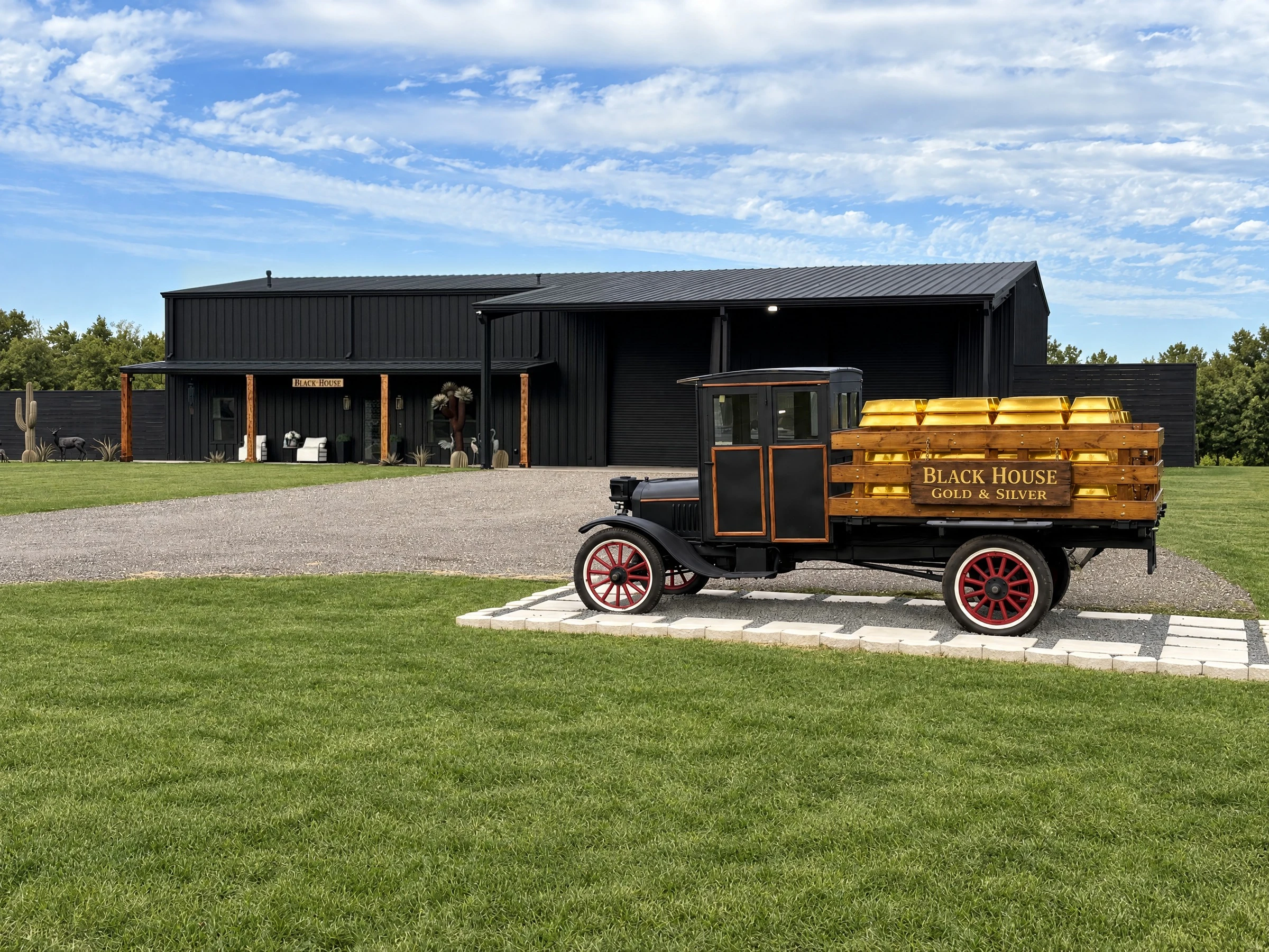 The Black House and our 1918 Ford Model TT in West Friendswood, Texas.