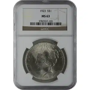 1921-1935 American Silver Peace Dollar NGC MS63