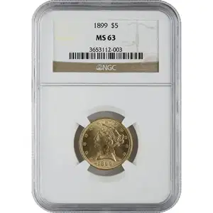 $5 U.S. Gold Liberty NGC MS63