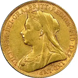 English Gold Sovereign Queen Veiled Head