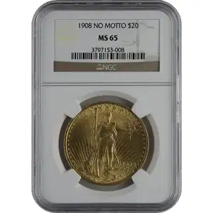 $20 U.S. Gold Saint NGC65 No Motto