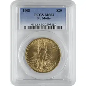 $20 U.S. Gold Saint PCGS63 No Motto