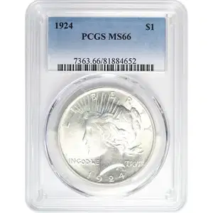 1921-1935 American Silver Peace Dollar PCGS MS66