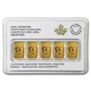 1/2 oz Canadian Gold 5 X 1/10 oz Bar Pack