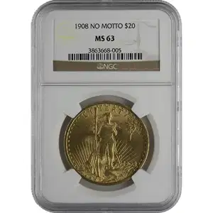 $20 U.S. Gold Saint NGC63 No Motto