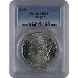 1921 American Silver Morgan Dollar PCGS MS63