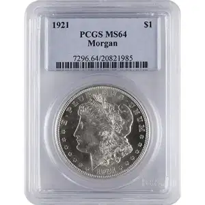 1921 American Silver Morgan Dollar PCGS MS64