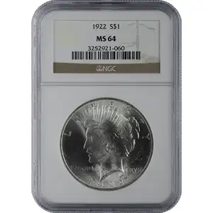 1921-1935 American Silver Peace Dollar NGC MS64