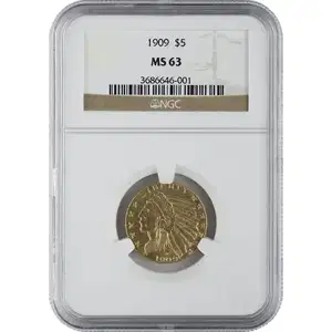 $5 U.S. Gold Indian NGC63