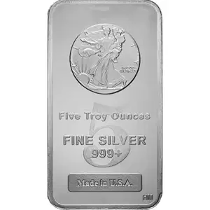 5 oz Silver Bar Walking Liberty Highland Mint