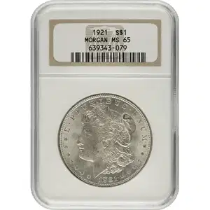 1921 American Silver Morgan Dollar NGC MS65