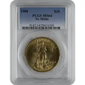 $20 U.S. Gold Saint PCGS64 No Motto