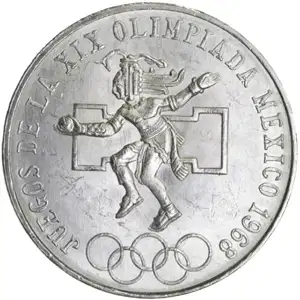 1968 Mexican 25 Peso Silver Olympic