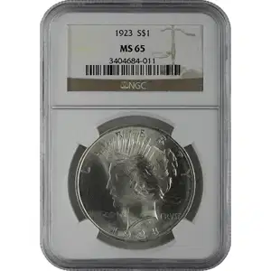 1921-1935 American Silver Peace Dollar NGC MS65