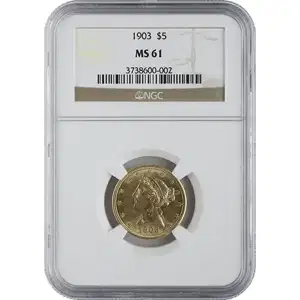 $5 U.S. Gold Liberty NGC MS61