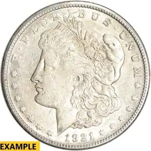 1921 $1 Silver Morgan S AU