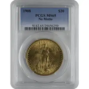 $20 U.S. Gold Saint PCGS65 No Motto