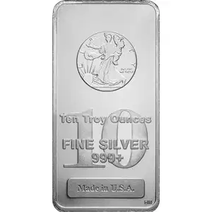 10 oz Silver Bar Walking Liberty Highland Mint