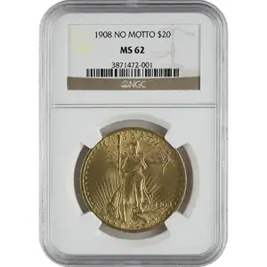 $20 U.S. Gold Saint NGC 62 No Motto