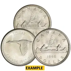Canadian Silver BU Dollar Coins Only (.80 Fine)