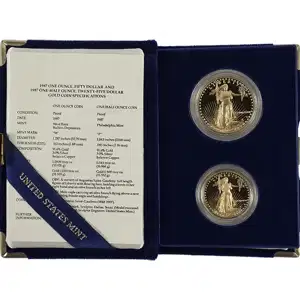 2 Piece American Gold Eagle Set Proof with Original Box and Papers