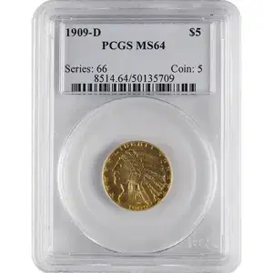 $5 U.S. Gold Indian PCGS MS64